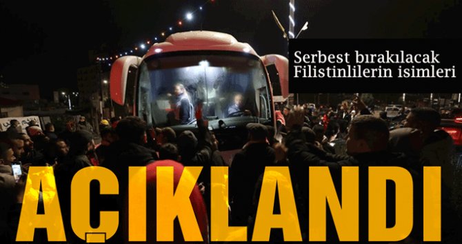 Serbest bırakılması beklenen Filistinli esirlerin yedinci listesi açıklandı