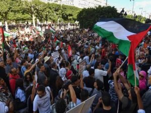 Tunus'ta Gazze direnişine destek gösterisi