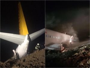 Trabzon'da yolcu uçağı pistten çıktı