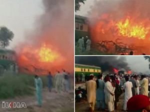 Pakistan'da trende yangın: En az 62 kişi öldü