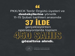 PKK/KCK 'ye yönelik 37 ilde gerçekleştirilen operasyonlarda 450 kişi gözaltına alındı