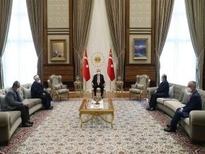 Cumhurbaşkanı Erdoğan Mescid-i Aksa İmam Hatibi Şeyh Sabri'yi kabul etti