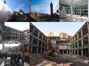 78 iş yerinin bulunduğu hal binasının yıkımıyla tarihi Şerefiye Camii gün yüzüne çıktı