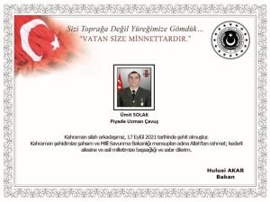MSB: "Avaşin bölgesinde bir askerimiz şehit oldu"