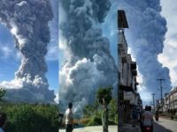 Sinabung yanardağı patladı