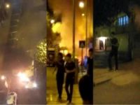 Minibüsü ateşe veren PKK'lılar kameralara takıldı